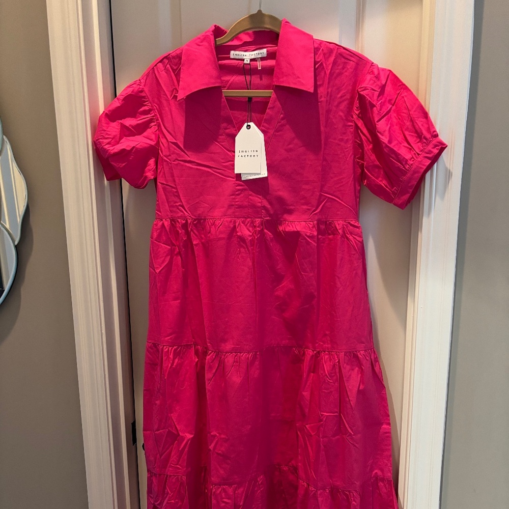 NWT English Factory dress size XS bright pink